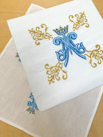 Mass Linen Set with Gold and Blue Embroidery - SO1211