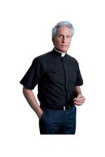 Roman Collar Clergy Shirt - Short Sleeve - DT187BLK