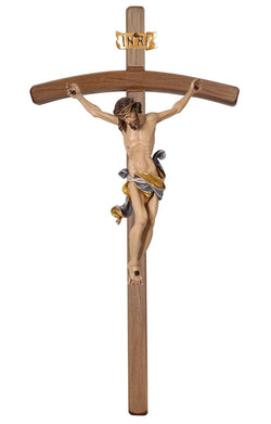 Dark Leonardo Crucifix with Blue Colored Cloth Bent Cross- MX704000DB