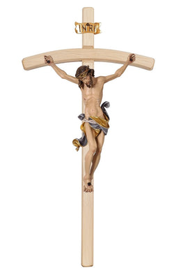 Light Leonardo Crucifix with Blue Colored Cloth Bent Cross- MX704000HB
