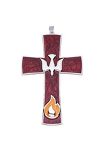 7.5" Confirmation Wall Cross Red "Dove & Flame" - LI19895-Inspirational Gifts-Roman, Inc-Michigan Church Supply