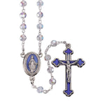 Crystal Tin Cut Rosary w/Blue Epoxy - TA9720SCRBL