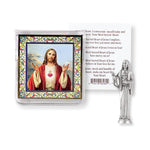 Sacred Heart of Jesus Pocket Statue And Holy Card in a Clear Pouch - TA891101