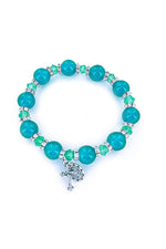 Aqua Glass Beaded Bracelet - WOSR4027AQ-Inspirational Gifts-Singer-Michigan Church Supply