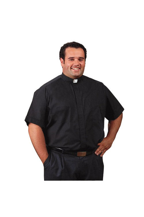 Big & Tall Black Clergy Shirt - Short Sleeve - OF221 Michigan Church Supply Big & Tall Black Clergy Shirt - Short Sleeve - OF221 Michigan Church Supply