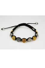 Black Corded Silver and Gold Benedictine Bracelet UZBR869C-Jewelry-McVan-Michigan Church Supply