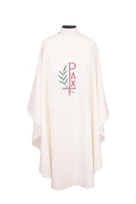 Chasuble with Leaf & Pax - SL868-Church Life-Beau Veste-Embroidered Front Only-Pure White-Michigan Church Supply