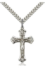 Crucifix Medal - FN0622-Jewelry-Bliss Mfg-Sterling Silver-Michigan Church Supply