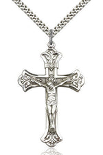 Crucifix Medal - FN0642-Jewelry-Bliss Mfg-Sterling Silver-Michigan Church Supply