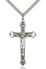 Crucifix Medal - FN0658-Jewelry-Bliss Mfg-Sterling Silver-Michigan Church Supply