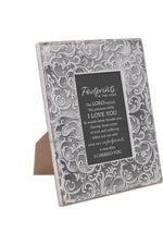 Exquisitely Embossed Grey Frame - Footprints - GPEQF12SGR-Inspirational Gifts-Cottage Garden-Michigan Church Supply