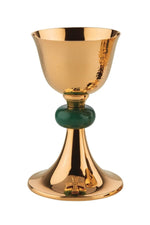 Gold Chalice with Green node - EW2245-Church Life-Molina/Artistic Silver-Michigan Church Supply