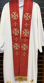 Ornate Priest Stole Maroon With Gold Tassels- SO493 STOLE MA