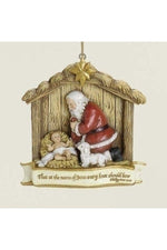 Kneeling Santa Scene Ornament - LI39546-Inspirational Gifts-Roman, Inc-Michigan Church Supply