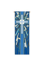 Modern Cross Banner - Blue - WN7510-Church Life-Art Studio Slabbinck-Michigan Church Supply