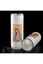 Patron Saint Glass 5/6/7 Day Globes - Our Lady of Guadalupe - GG2303-Church Life-Cathedral Candle-Michigan Church Supply