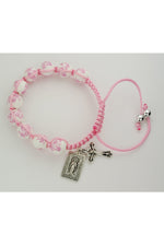 Pink Ceramic Corded Bracelet with Miraculous Medal UZBR903C-Jewelry-McVan-Michigan Church Supply