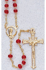 Red Our Lady of Guadalupe Gold Crucifix Rosary - WSR2222R-Inspirational Gifts-San Francis-Michigan Church Supply