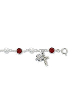 Red and White Bracelet with Dove and Crucifix - UZBR269D-Inspirational Gifts-McVan-Michigan Church Supply