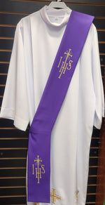 Deacon Stole with IHS Symbol - Purple - SO220PD