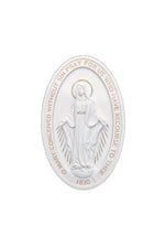 Miraculous Medal plaque, white with hand-painted gold 5x8" - ZWSR72717WG