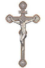 Ornate Crucifix, pewter finish, gold trim 14" - ZWSR76435PE