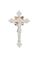 St. Benedict Crucifix, white accented with gold 7.75"- ZWSR76719WG