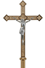Standing Processional Crucifix - QF26PC14-Church Life-Empire Bronze-Satin-Michigan Church Supply