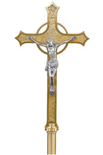 Standing Processional Crucifix - QF44PC45-Church Life-Empire Bronze-Satin-Michigan Church Supply