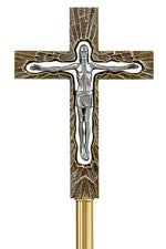 Standing Processional Crucifix - QF95PC65-Church Life-Empire Bronze-Satin-Michigan Church Supply