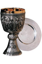 The Romanesque Chalice and Paten with Ring-EW2378-Church Life-Molina/Artistic Silver-Brass Silver Plated and Gold Lined-Michigan Church Supply