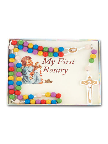 Multi-Color Wooden Kiddie Rosary  - TA01181MCBX