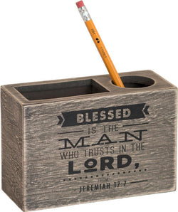 Blessed is The Man Wood Desk Organizer - CE20511