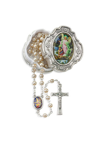Pearlized Glass Bead Rosary - White - TA4350W-350MB