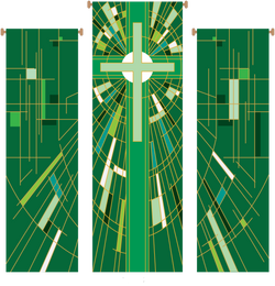 Modern Cross Green 3 Piece Banner Set - WN766-75079