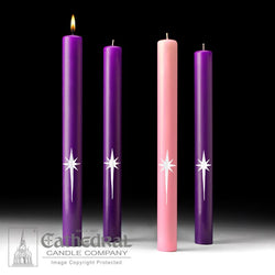 Star of the Magi™ Advent Candles - Beeswax - 1-1/2" x 16" - 3 Purple, 1 Rose - GG82301160