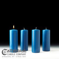 Advent Stearine Pillar Candle Sets - 4 Blue - 3" X 12" - GG82332204