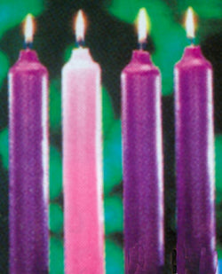 51% Beeswax Solid Advent Candles - 3 purple, 1 rose - HE82000/HE82100