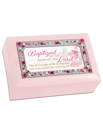 Petite Jeweled Pink Music Box Baptism - GPPJPJESUS