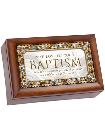 Petite Jeweled Amber Music Box Baptism- GPPJWJESUS