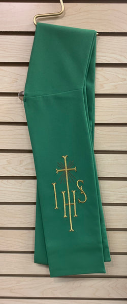 Deacon Stole with IHS Symbol - Green - SO220GD