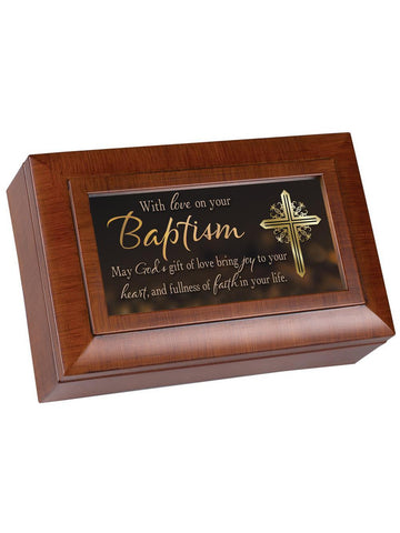 Petite Woodgrain Music Box Baptism- GPPMWGGRACE
