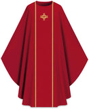 ASSISI Chasuble with orphrey and cross (Ecru, Red, Green, Purple) - WN70103