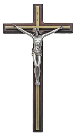 Crucifix with a wood cross and pewter corpus 10.5" - ZWSR76807PG