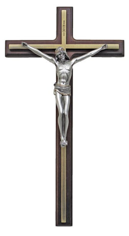 Crucifix with a wood cross and pewter corpus 10.5" - ZWSR76807PG