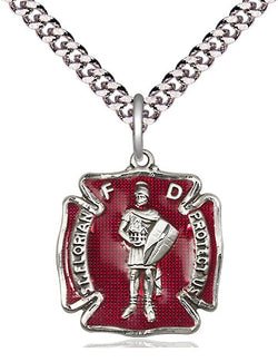 St Florian red enamel medal - FN0070E