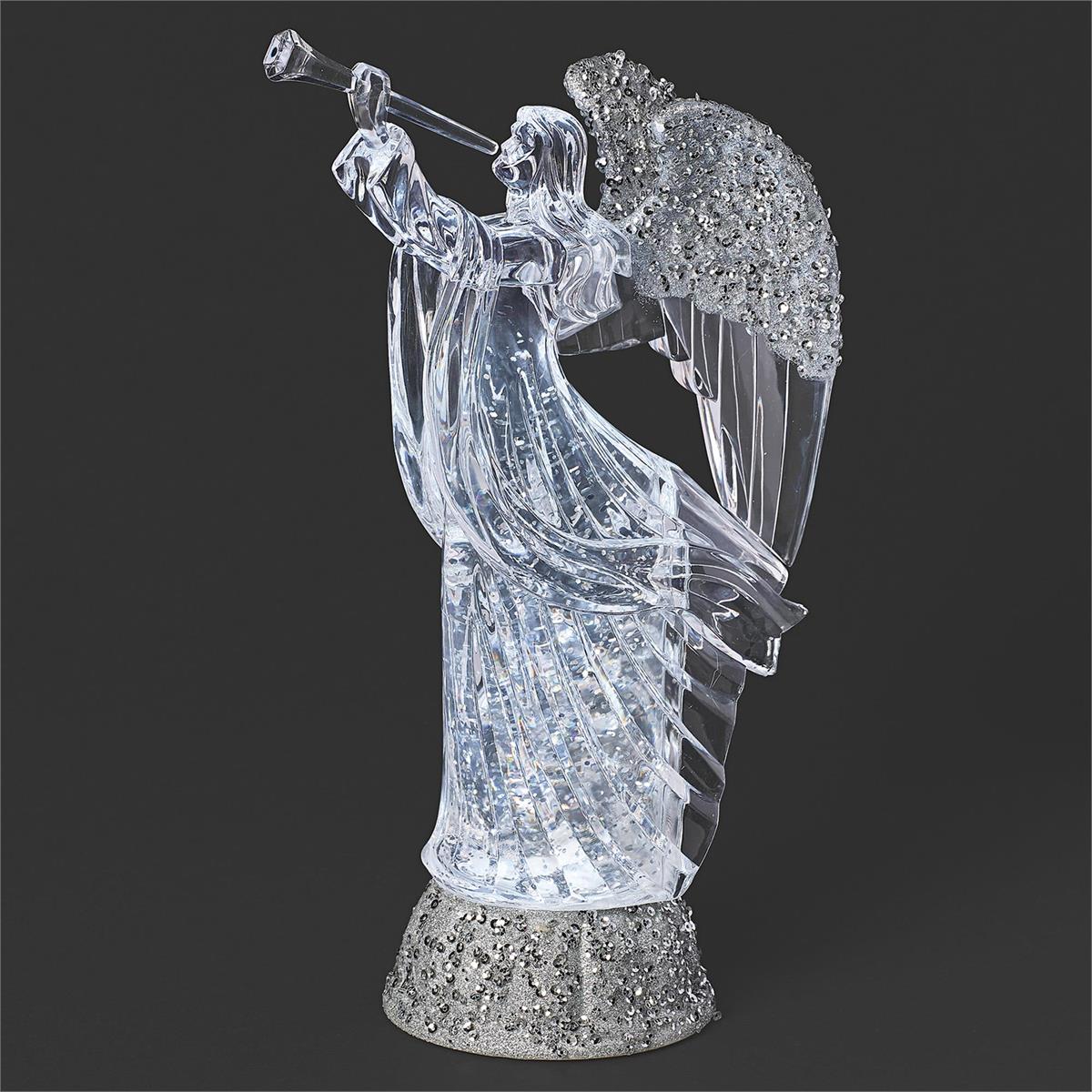 Lighted Angel Silver Glitter 12"h - LI139123