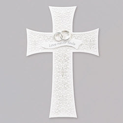 7.5" Wedding Wall Cross "White Lace" - LI14947