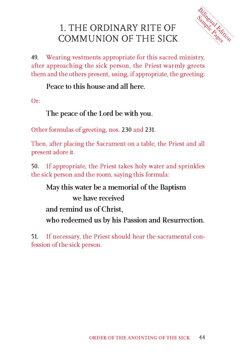 **Pre-Order** Order of the Anointing of the Sick and of their Pastoral Care Ritual Edition - OWOASRE