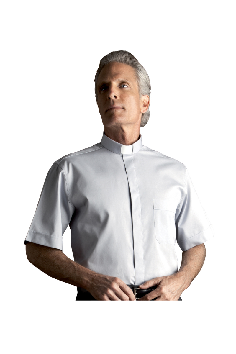 Slim Fit Tab Collar Clergy Shirt - Short Sleeve - DT226